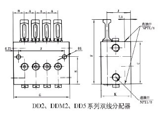每片dm,ddm,ddnm型分配器只有一个出油口,两种形式分配块最多可组成
